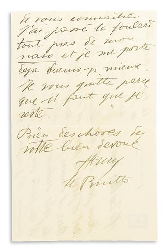 CARUSO, ENRICO. Group of 4 Autograph Letters Signed, Henry il Brutto or in full, to various recipients, in Italian or French,